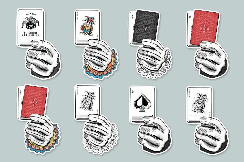 Playing cards psd illustration set