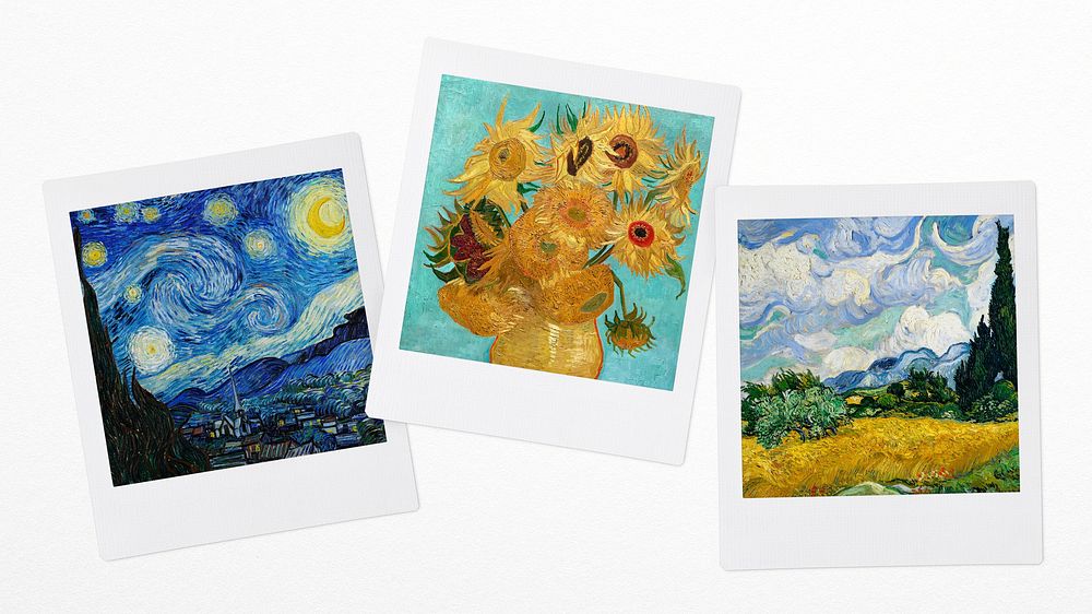 Vincent Van Gogh's famous paintings instant photos mood board, remixed by rawpixel