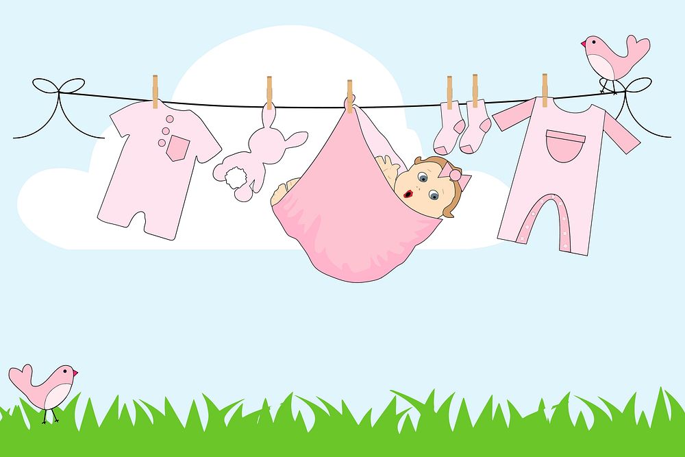 Cute baby laundry background vector. Free public domain CC0 image