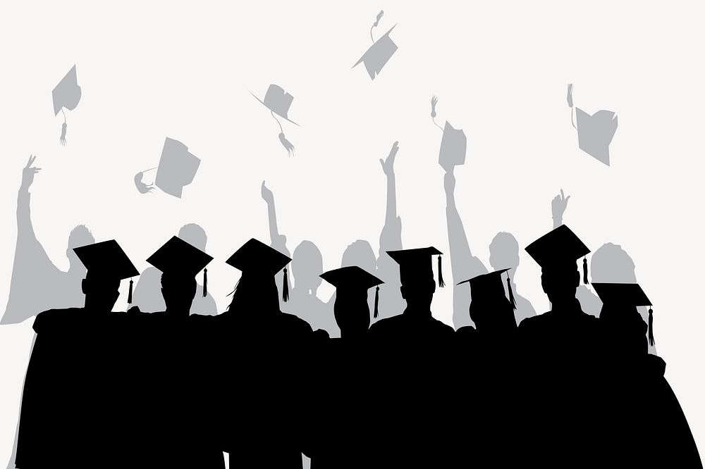 University graduates silhouette sticker, education design