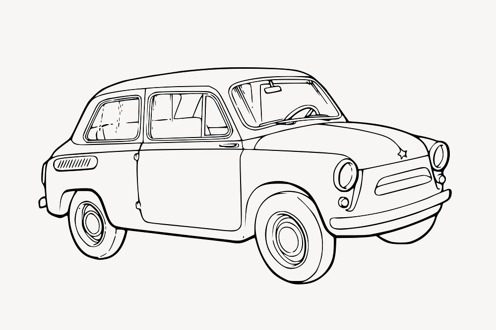 Classic car clipart, illustration. Free public domain CC0 image.
