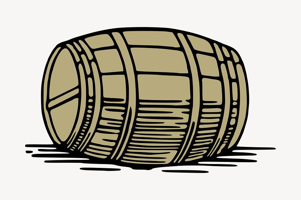 Wooden barrel clipart, illustration. Free public domain CC0 image.