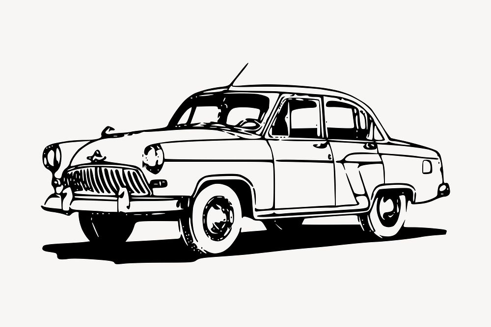 Classic car drawing, vintage illustration psd. Free public domain CC0 image.