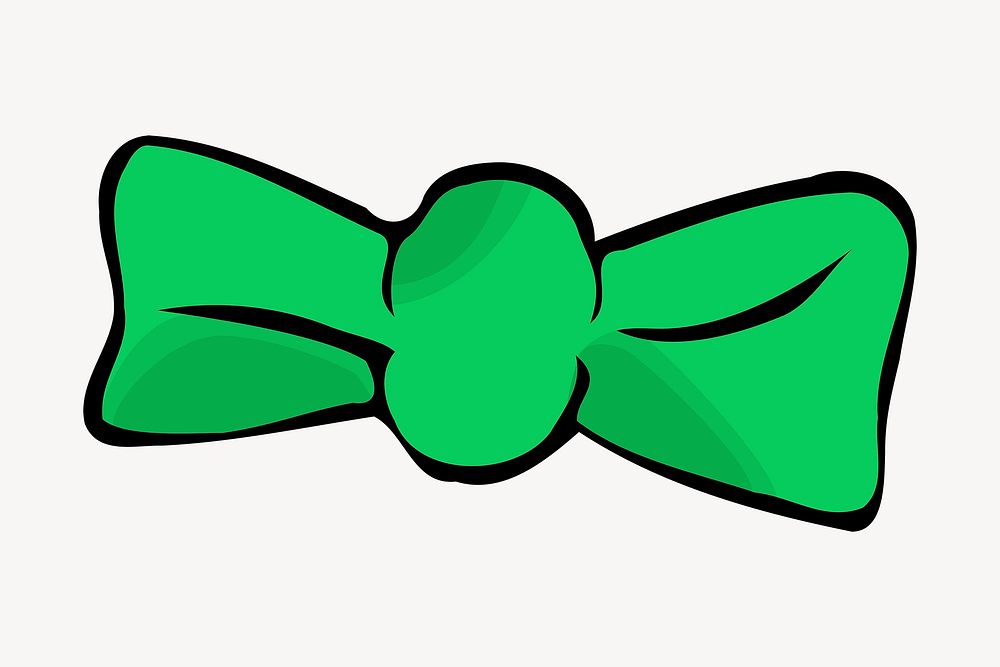 Green bow clipart, illustration. Free public domain CC0 image.