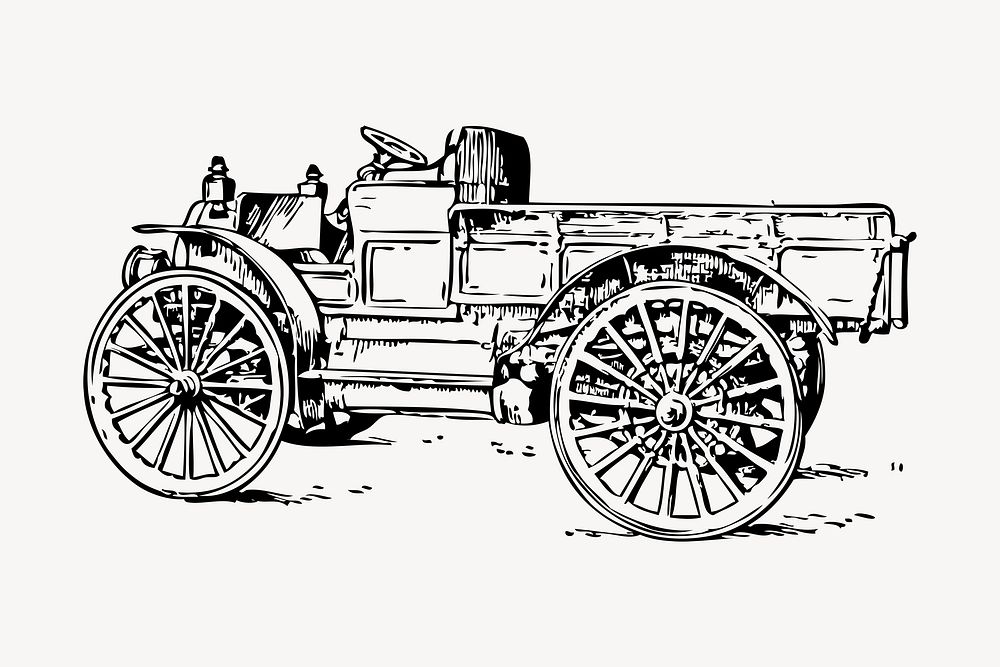 Vintage automobile drawing, vintage illustration psd. Free public domain CC0 image.