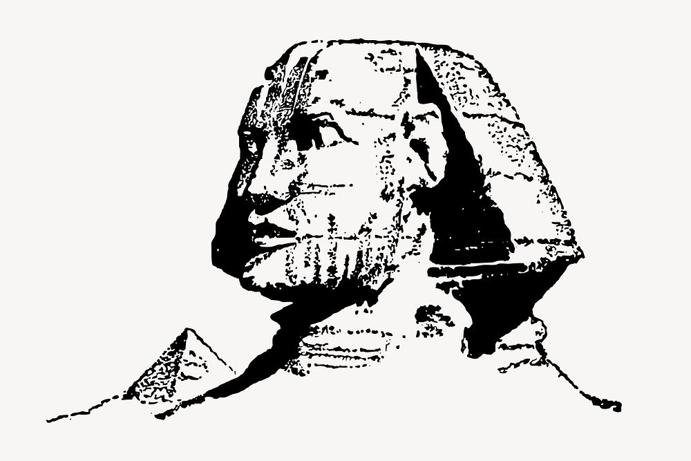 Great Sphinx drawing, vintage illustration. Free public domain CC0 image.