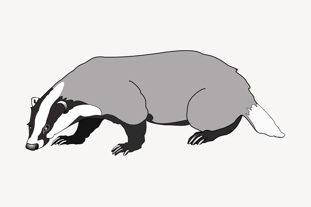Badger, animal clipart, illustration vector. Free public domain CC0 image.