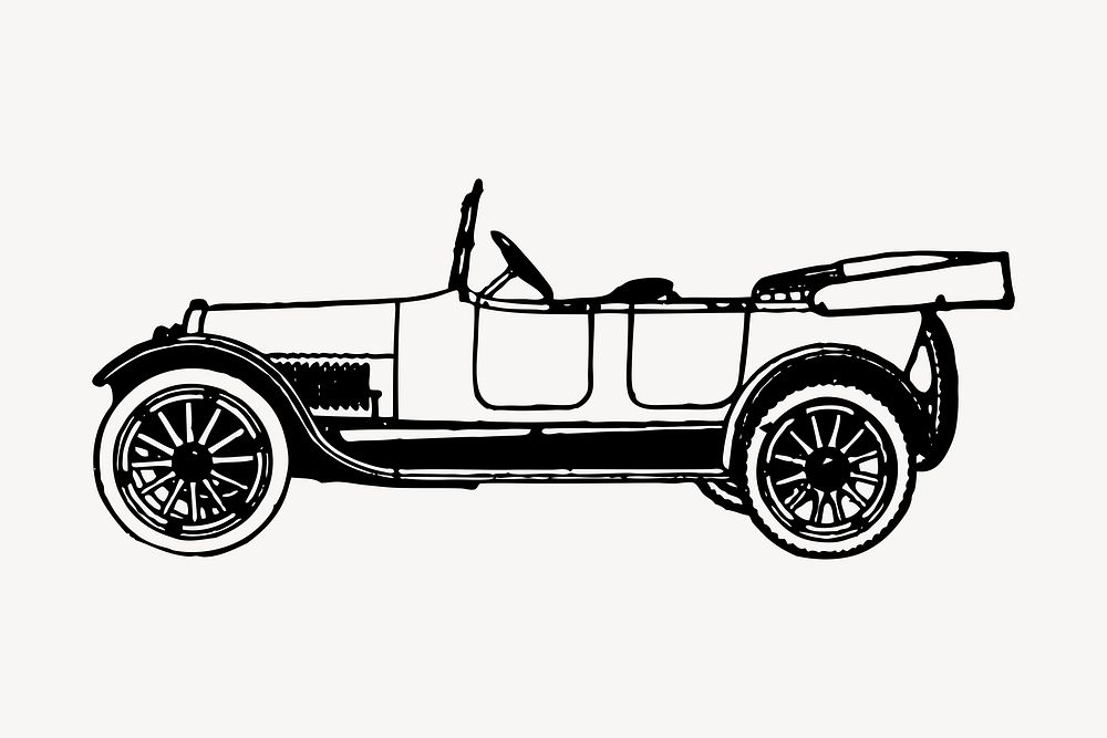 Vintage automobile drawing, vintage illustration. Free public domain CC0 image.