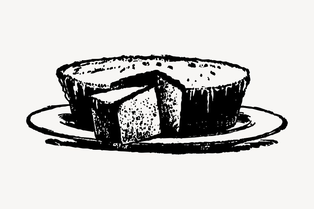 Homemade pie drawing, vintage illustration vector. Free public domain CC0 image.