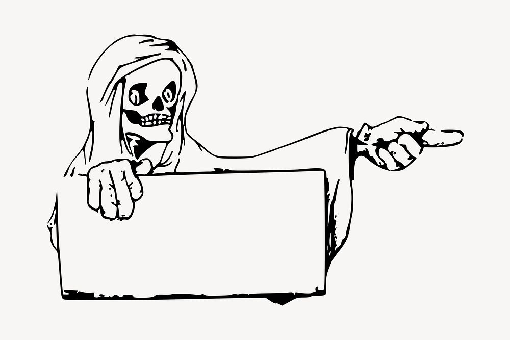 Grim Reaper frame drawing, illustration. Free public domain CC0 image.