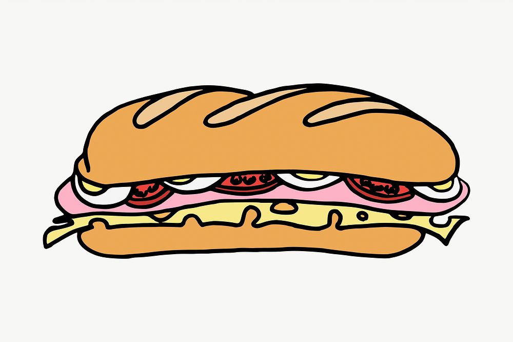Sandwich clipart, illustration vector. Free public domain CC0 image.
