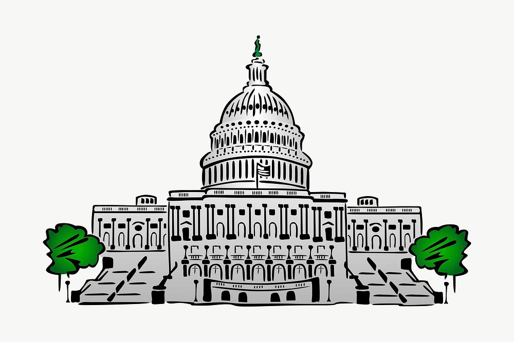 United States Capitol clipart, illustration vector. Free public domain CC0 image.