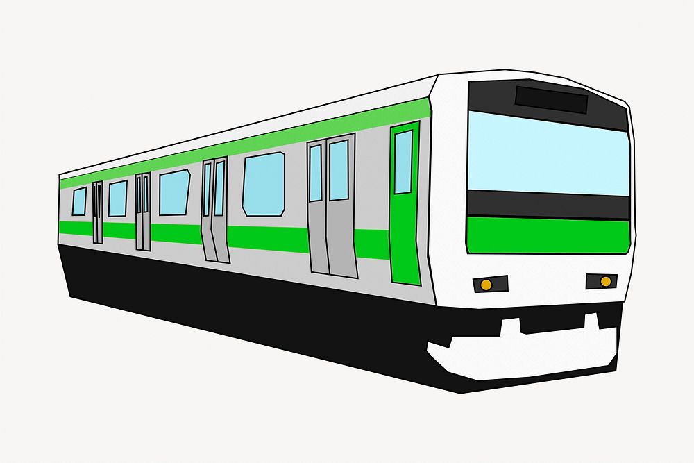 Green train clipart, illustration. Free public domain CC0 image.