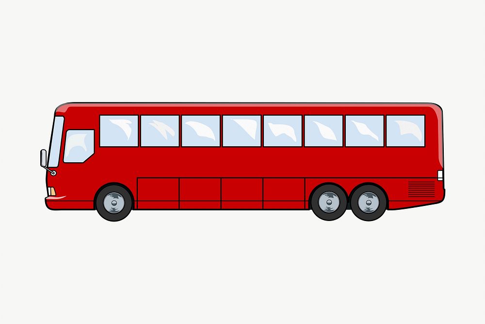 Red bus clipart, illustration vector. Free public domain CC0 image.