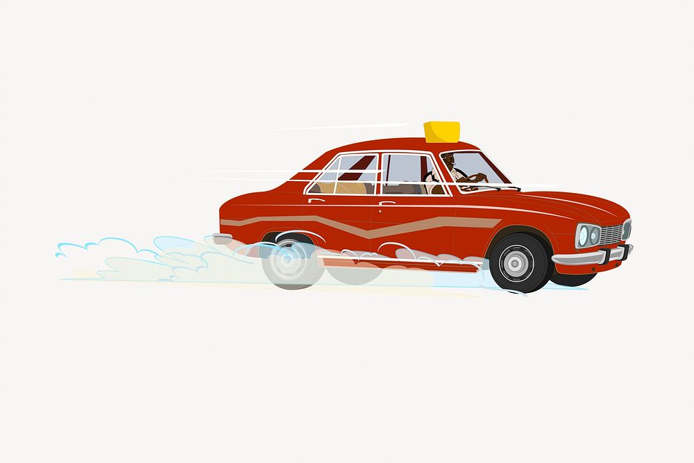 Red taxi clipart, illustration. Free public domain CC0 image.