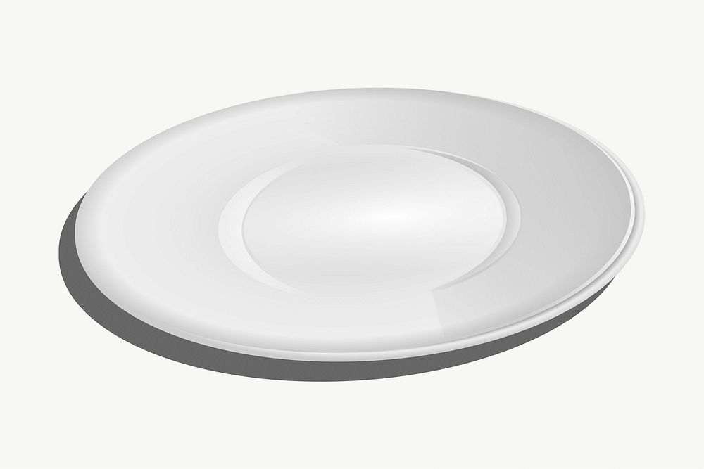 White dish clipart, illustration vector. Free public domain CC0 image.