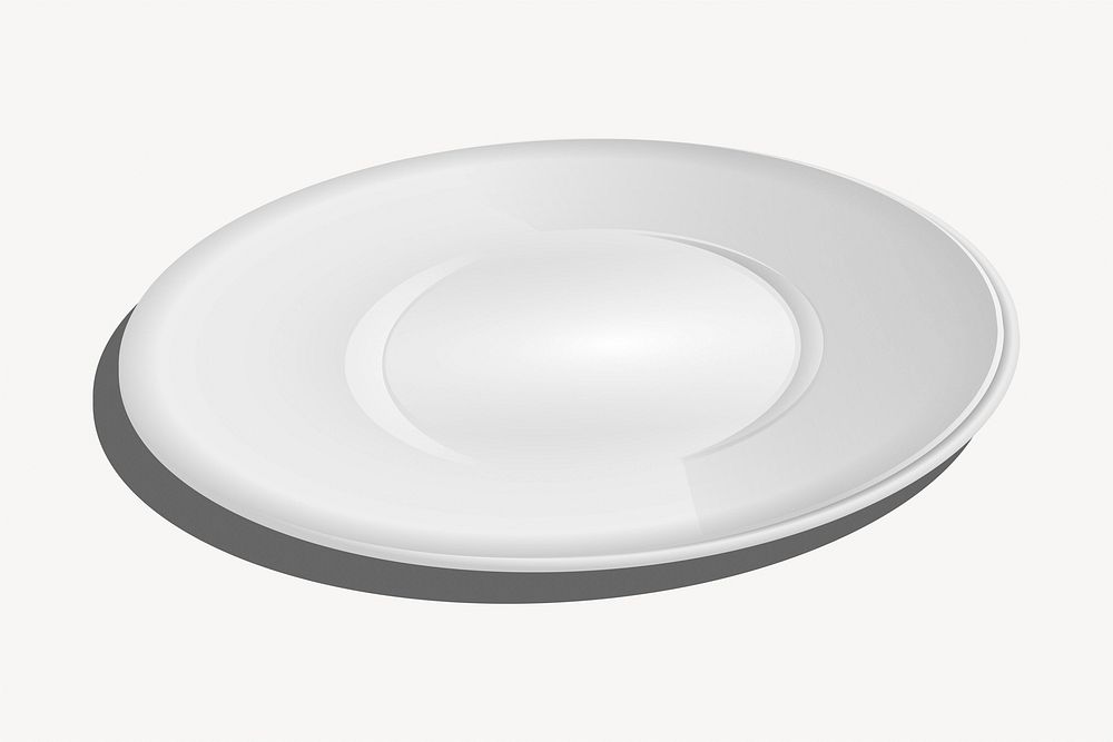 White dish clipart, illustration. Free public domain CC0 image.