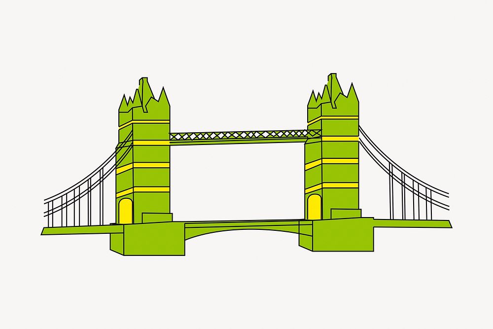 Tower Bridge clipart, illustration. Free public domain CC0 image.