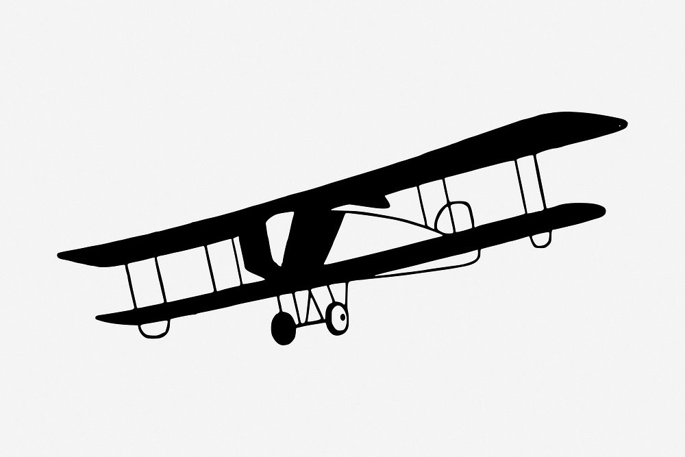 Vintage airplane drawing, illustration. Free public domain CC0 image.