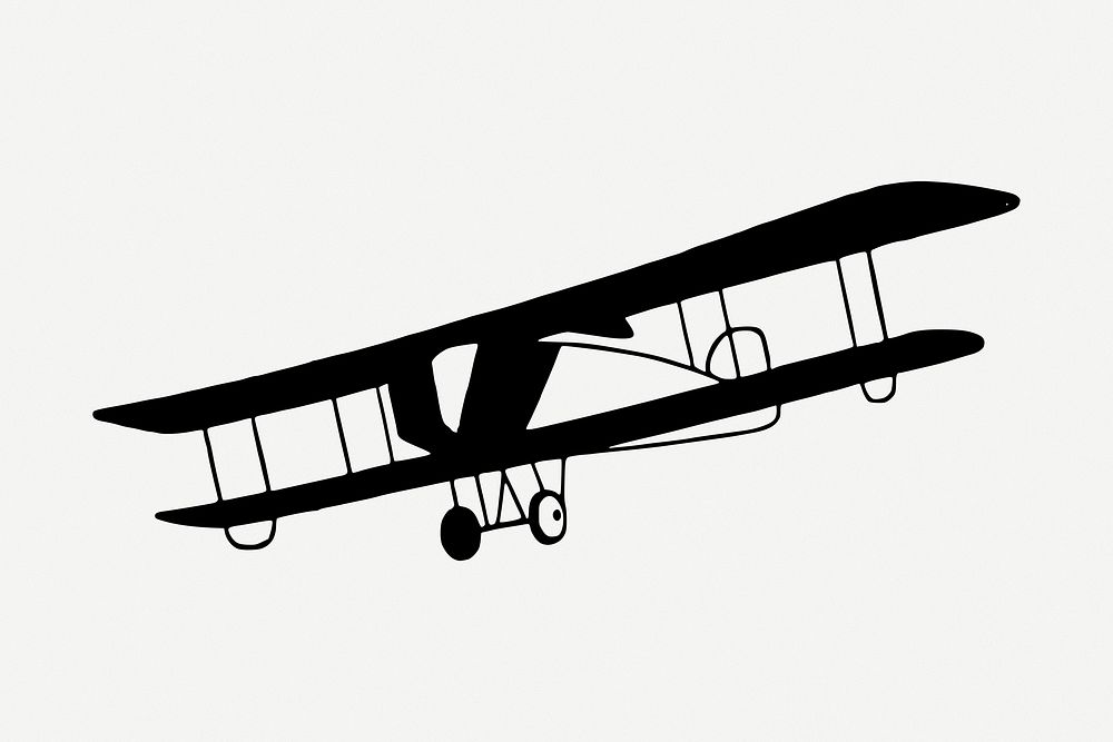 Vintage airplane drawing, illustration psd. Free public domain CC0 image.