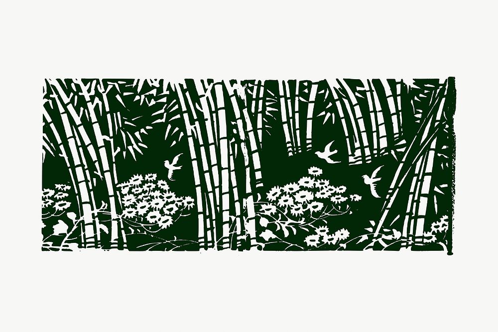 Bamboo forest clipart, illustration vector. Free public domain CC0 image.