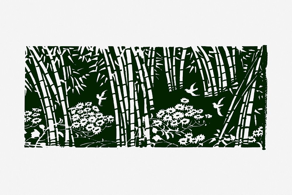 Bamboo forest clipart, illustration. Free public domain CC0 image.