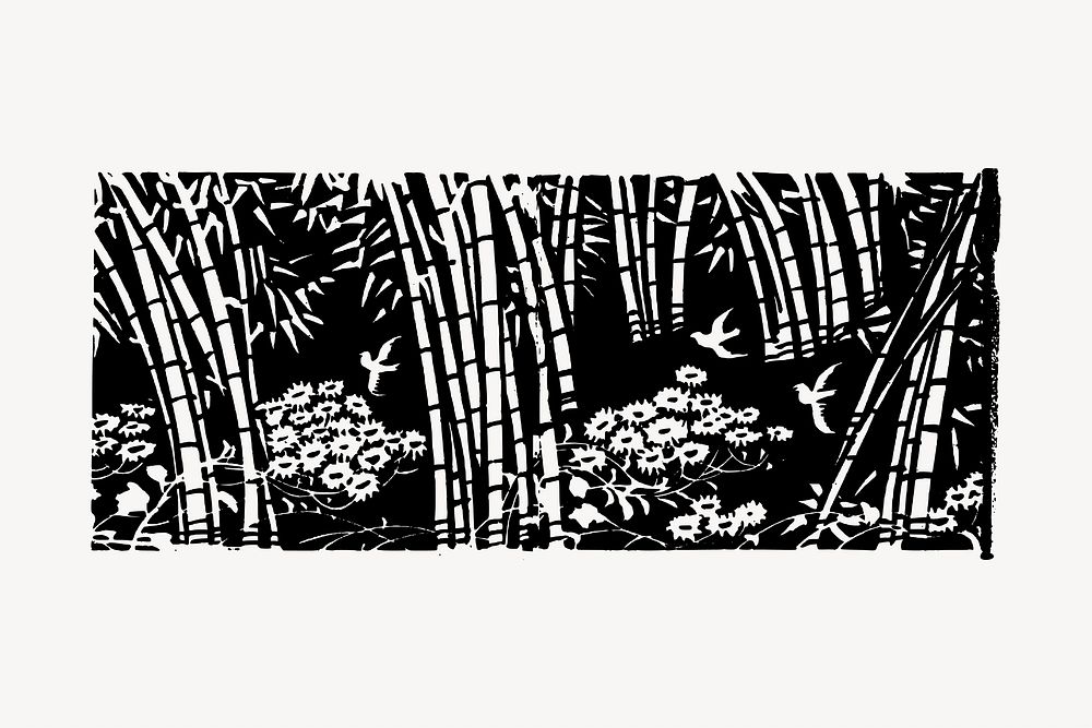 Bamboo forest drawing, illustration. Free public domain CC0 image.