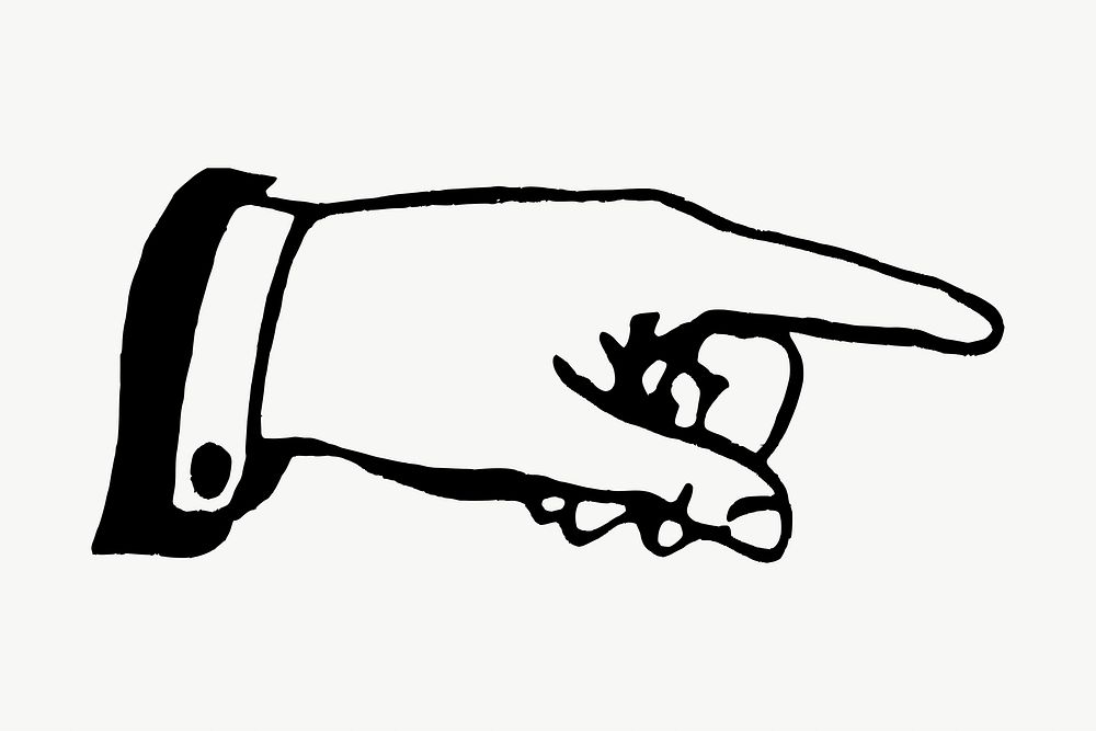 Pointing hand drawing, illustration vector. Free public domain CC0 image.