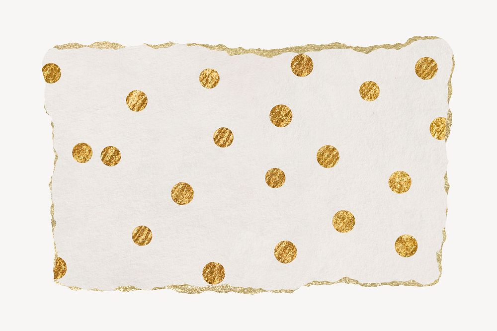 Gold polka dot pattern, ripped paper design