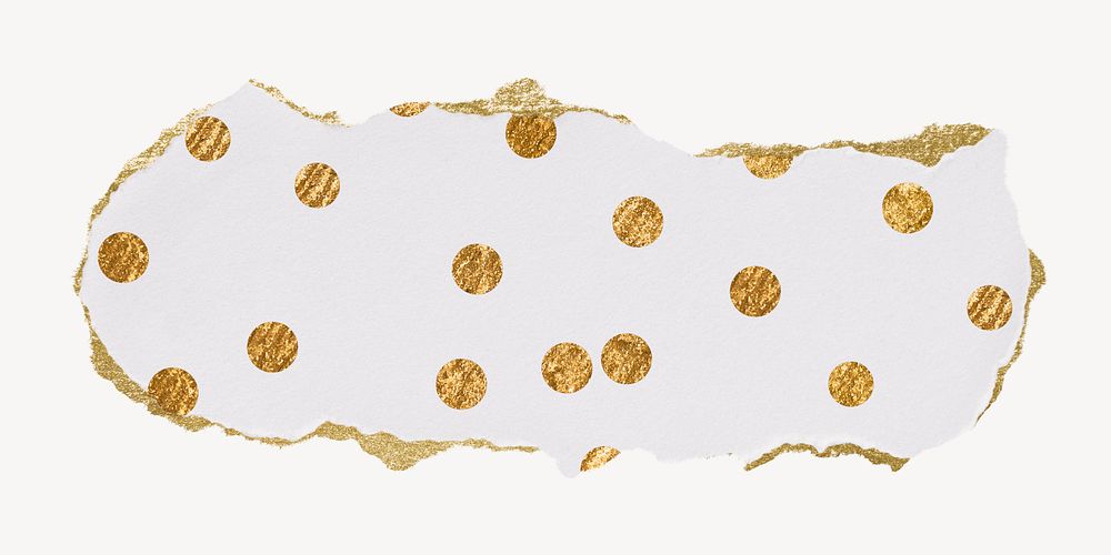 Gold polka dot pattern, torn paper design