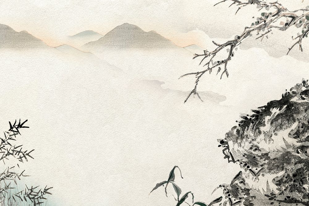 Ohara Koson's landscape background, Japanese traditional illustration