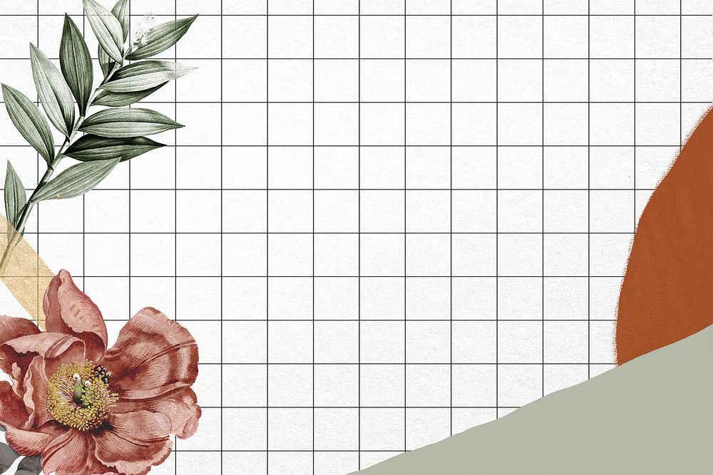 Grid flower background, aesthetic Spring illustration