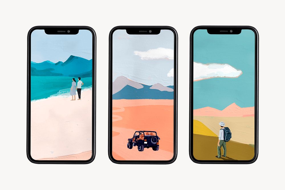 Aesthetic travel wallpapers on smartphone screens