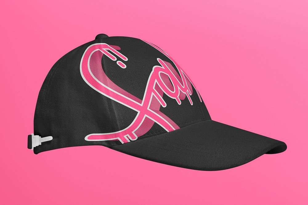 Baseball cap mockup, pink street design psd