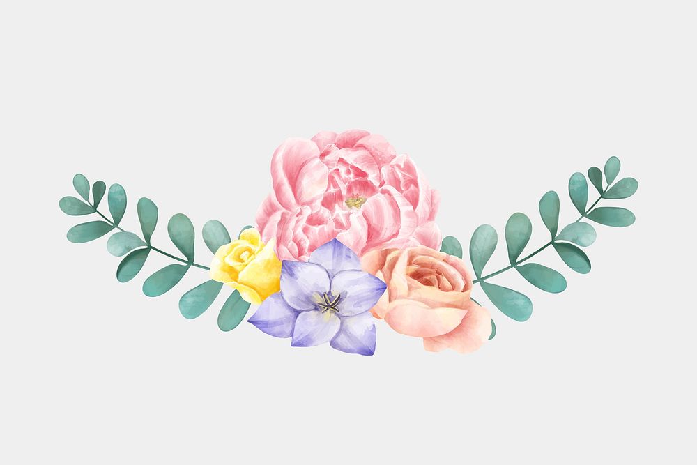 Rose banner psd watercolor drawing floral clipart