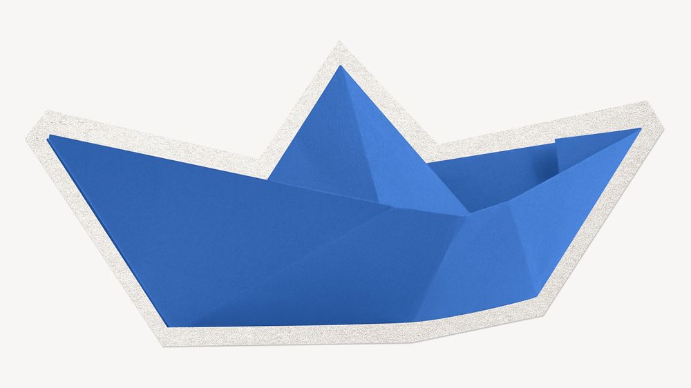 Paper boat clipart sticker, paper craft collage element