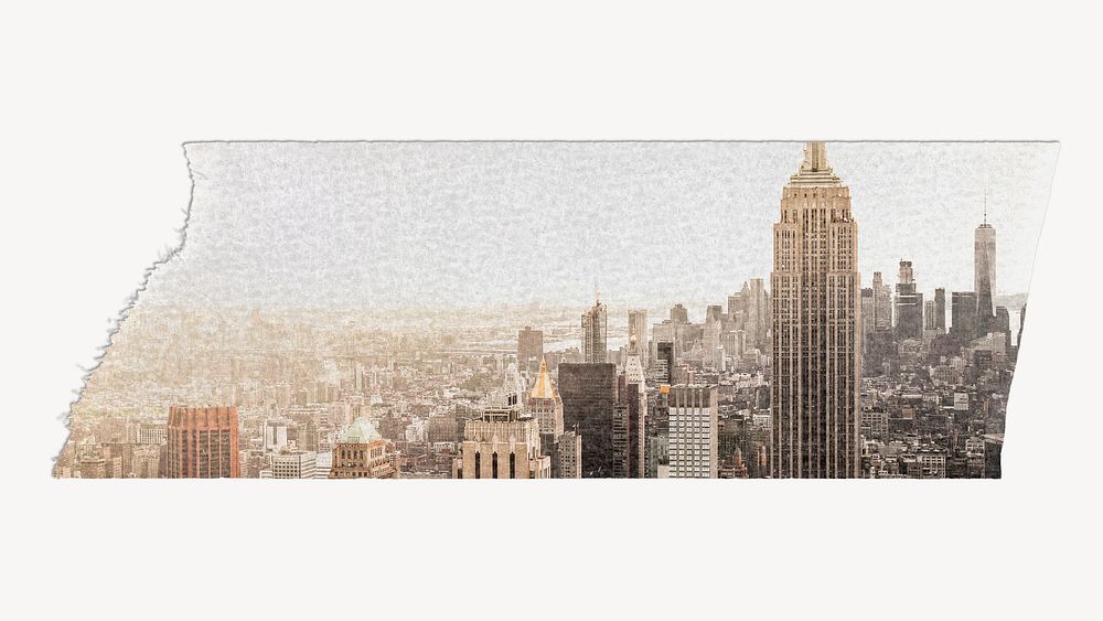 Cityscape washi tape design on white background