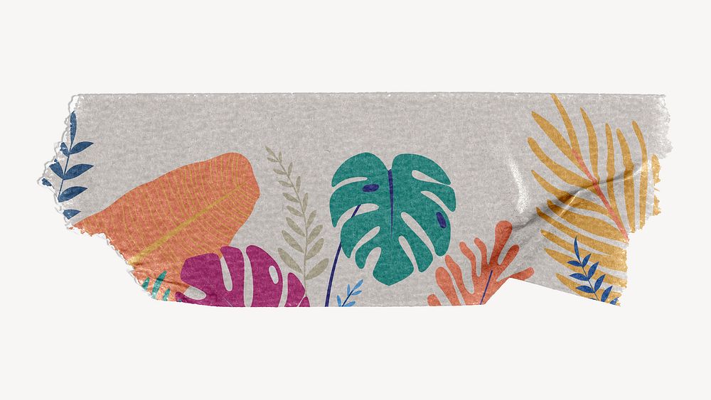 Tropical pattern washi tape design on white background