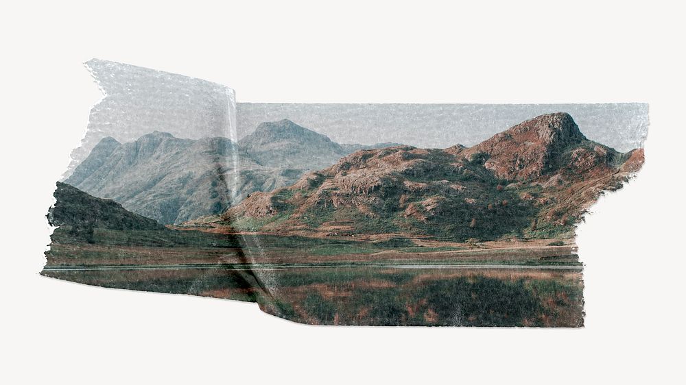 Landscape washi tape design on white background