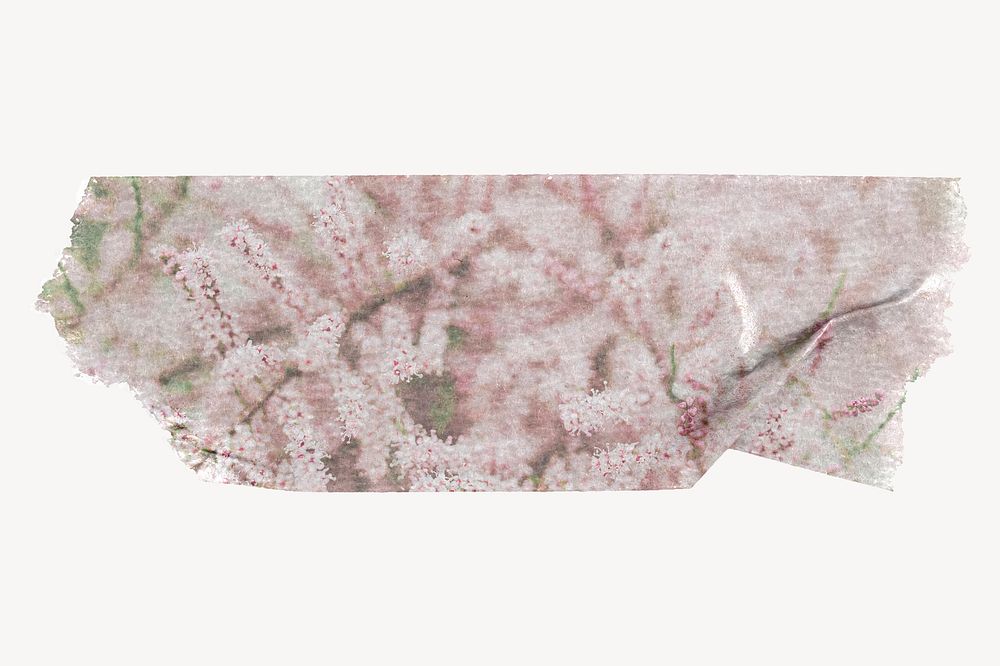 Pink floral washi tape design on white background