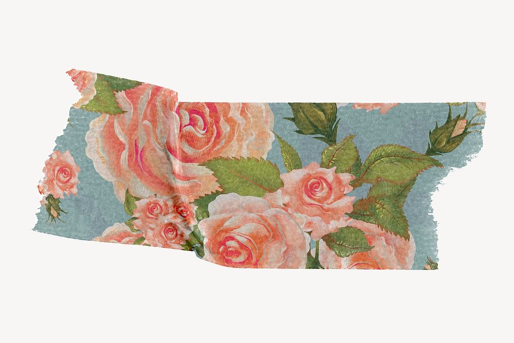 Rose pattern washi tape design on white background