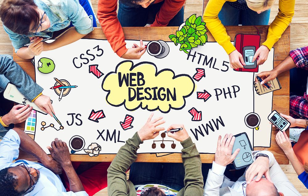 Diverse People Working and Web Design Concept
