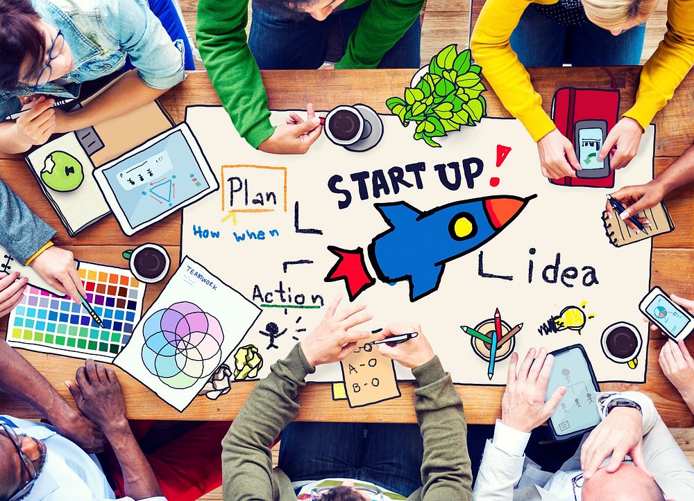 People and Startup Business Concept with Photo Illustrations
