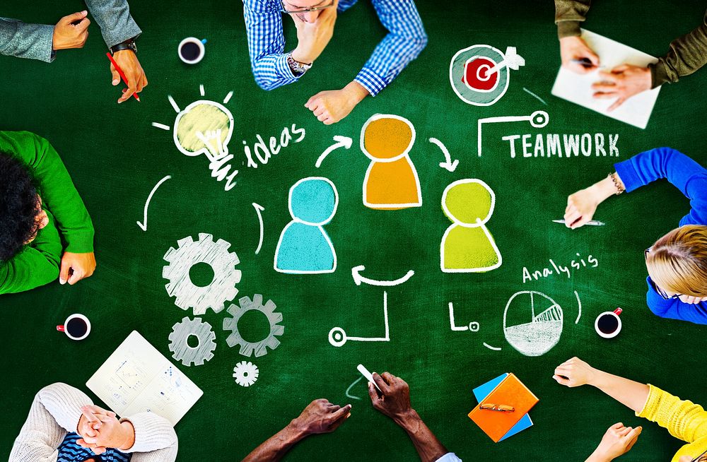 Teamwork Business Team Meeting Unity Gears Working Concept