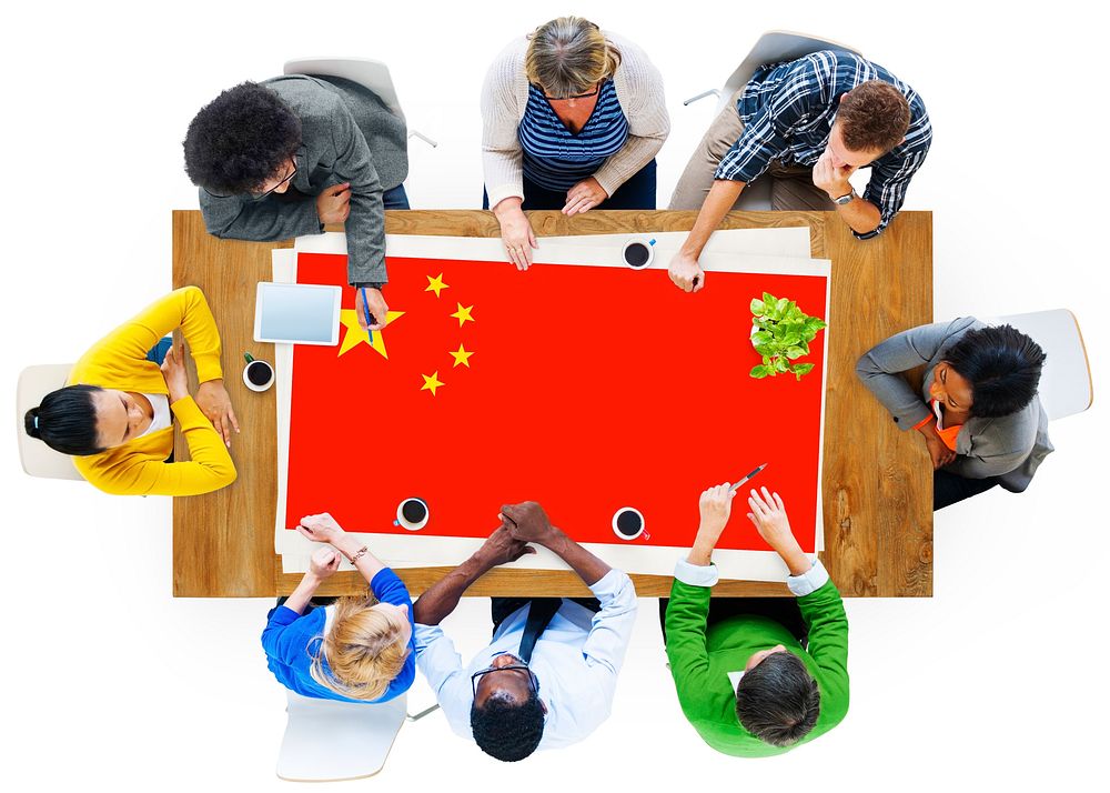China National Flag Business Team Meeting Concept