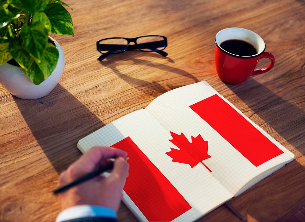 Canada National Flag Studying Reading Book Concept