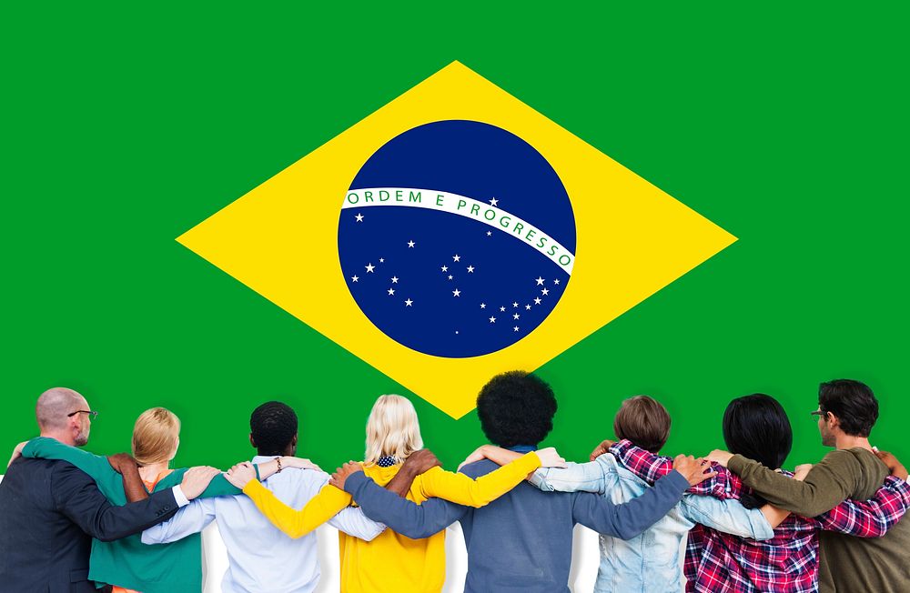 Brazil National Flag Teamwork Diversity Concept
