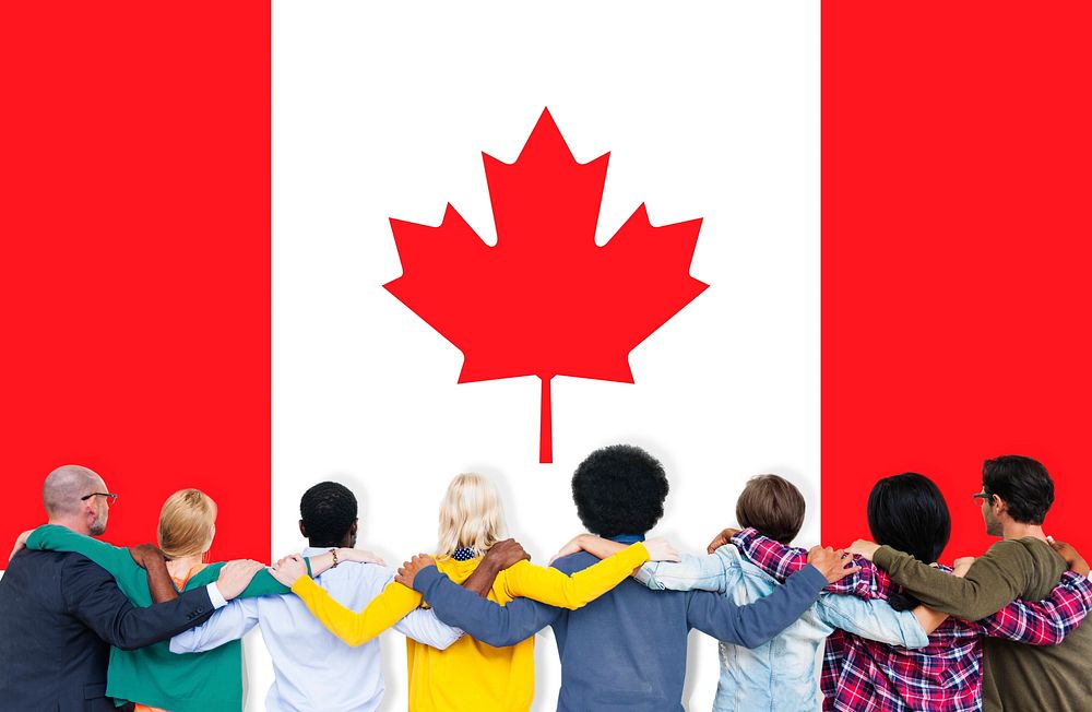 Canada National Flag Teamwork Diversity Concept