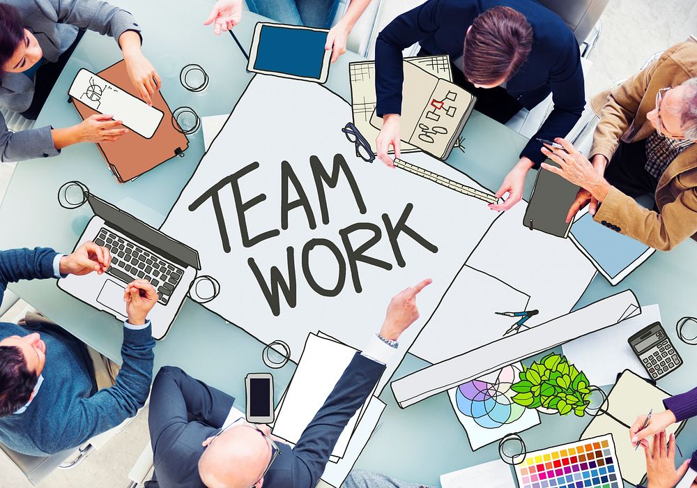 Group of People Meeting with Teamwork Concept in Photo and Illustration