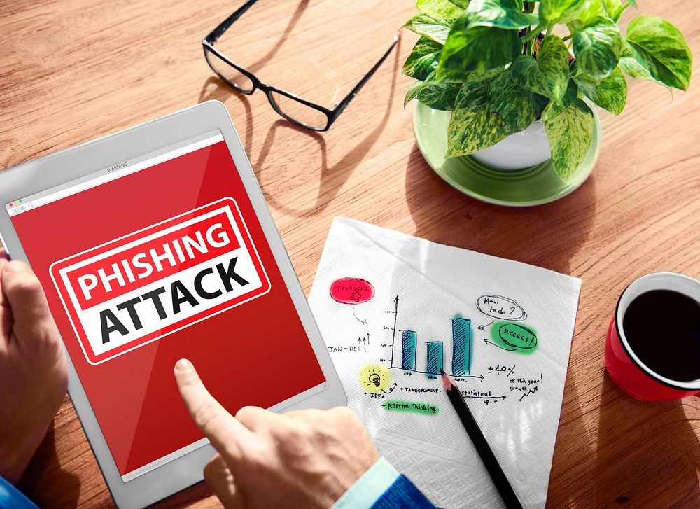 Warning Phishing Attack Digital Device Wireless Browsing Concept